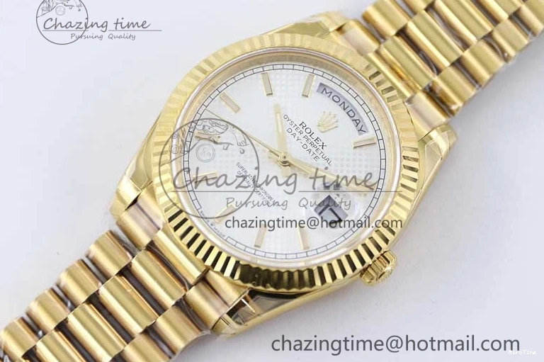 MiroTime 0121 Day Date 40mm YG 904L Steel TWF 1:1 Best Edition White Dial on YG Bracelet A FreshLook 2368